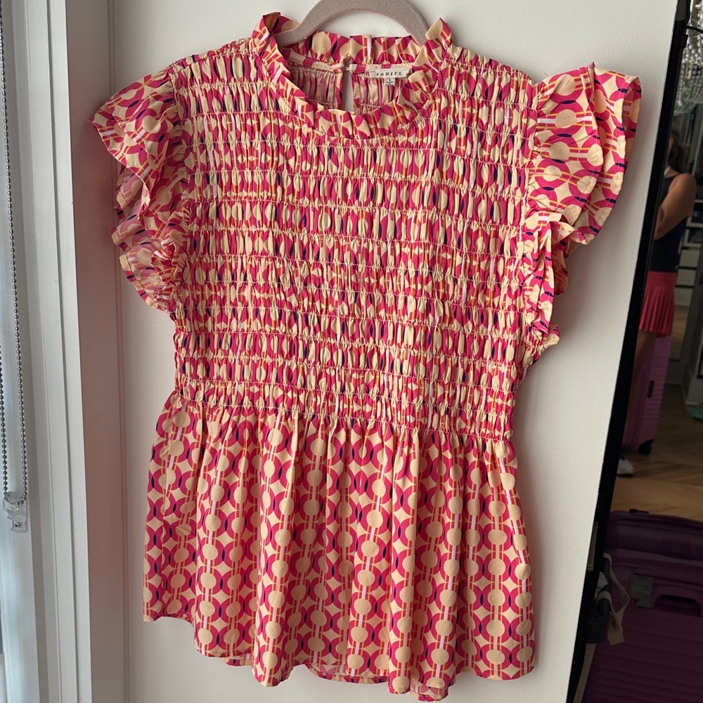 Pink and Yellow Patterned Blouse